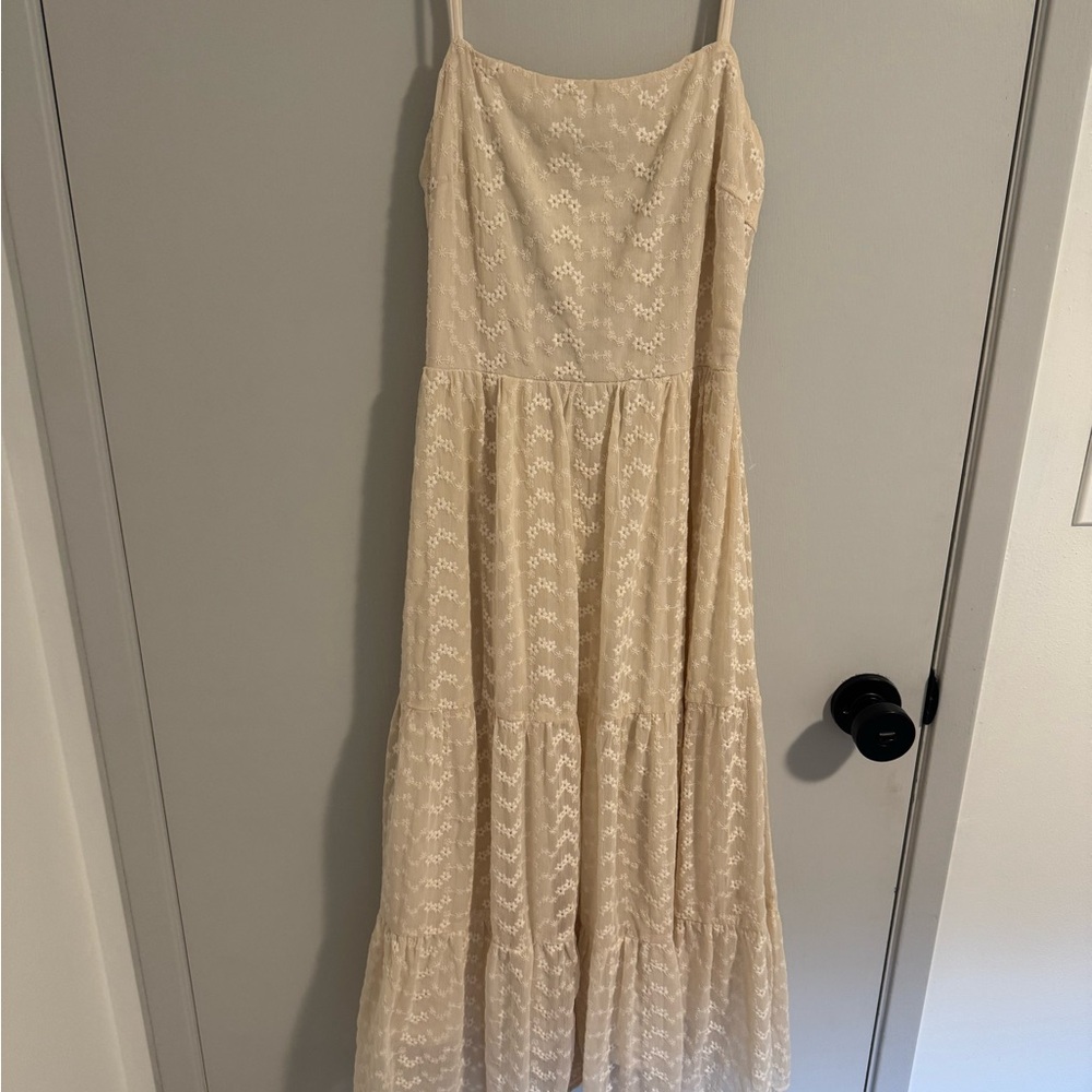 Altar'd State Cream Tan Spaghetti Strap Maxi Sundress